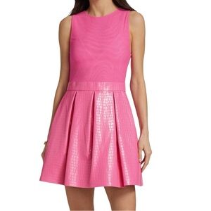Alice + Olivia Chara Croc-Embossed Pink Dress